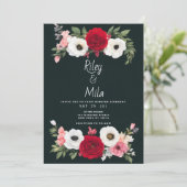 Rosa Rosenblütenhochzeit Einladung (Stehend Vorderseite)