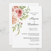 Rosa Rosenblütenhochzeit Einladung (Vorne/Hinten)