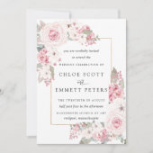 Rosa Rosenblütenhochzeit Einladung (Vorderseite)