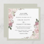 Rosa Rosenblütenhochzeit Einladung (Vorne/Hinten)