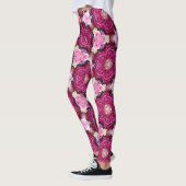 Rosa Rosenblütenmuster Leggings (Links)