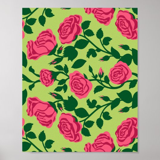 Rosa Rosenblütenmuster Poster (Vorne)