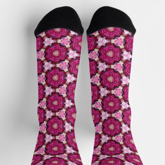 Rosa Rosenblütenmuster Socken (Oben)
