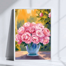 Rosa Rosenbouquet | Aquarell-Blumenvase Poster
