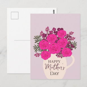 Rosa Rosenbouquet – Elegantes Muttertagsblumenbild Postkarte