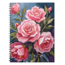 Rosa Rosenbouquet Gemalt Notizblock
