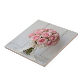 Rosa Rosenbouquet Perlen-Spitze Romantisch Fliese (Seite)