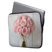 Rosa Rosenbouquet Perlen-Spitze Romantisch Laptopschutzhülle (Vorderseite Links)