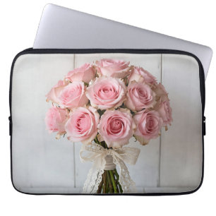 Rosa Rosenbouquet Perlen-Spitze Romantisch Laptopschutzhülle