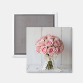 Rosa Rosenbouquet Perlen-Spitze Romantisch Magnet (Vorderseite/Rückseite)