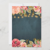 Rosa Rosenbraun goldene Lichter Mädchen Dusche Einladung (Rückseite)