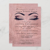 Rosa Rosenbraun Makeup Auge Glitzer 16. Bridal Einladung (Vorne/Hinten)