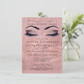Rosa Rosenbraun Makeup Auge Glitzer 16. Bridal Einladung (Stehend Vorderseite)