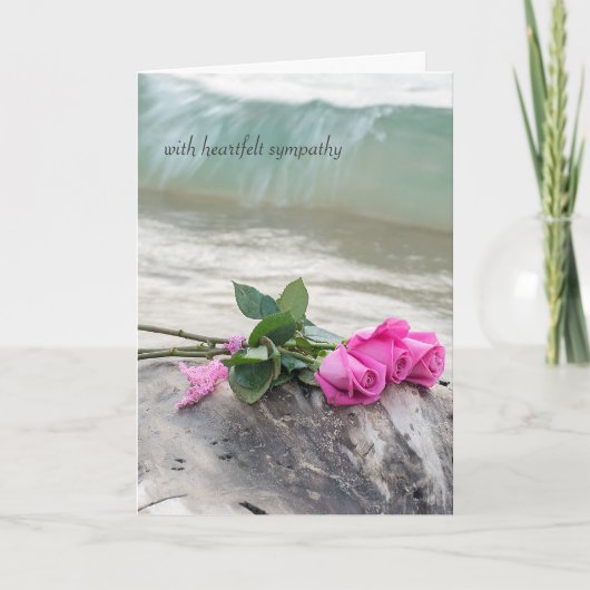 Rosa Rosenbukett auf Treibholz Karte (Vorderseite)