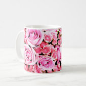Rosa Rosenbukett Kaffeetasse (Vorderseite Links)