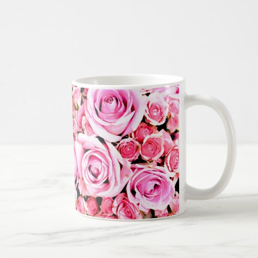 Rosa Rosenbukett Kaffeetasse (Rechts)