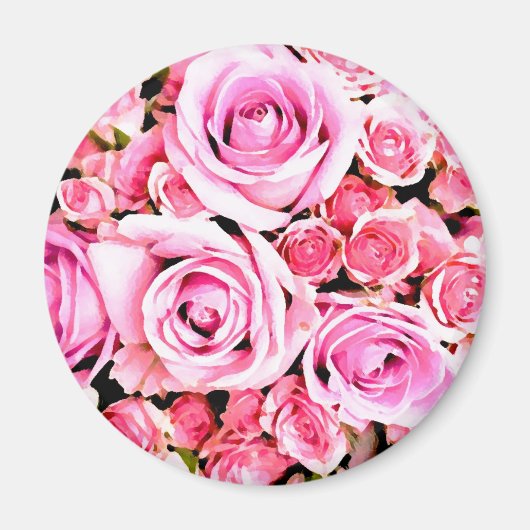 Rosa Rosenbukett Magnet (Vorne)