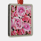 Rosa Rosenbukett Silbernes Ornament (Rechts)
