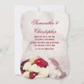 Rosa Rosenbukett und Hochzeit Einladung (Vorderseite)