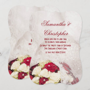 Rosa Rosenbukett und Hochzeit Einladung