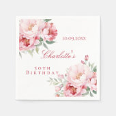 Rosa Rosenflorchen Eleganter Geburtstag Serviette (Vorderseite)