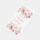Rosa Rosenflorchen Eleganter Geburtstag Serviette (Ecke)