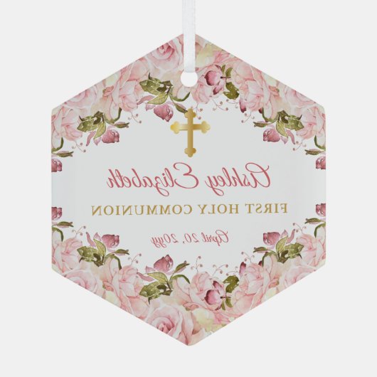 Rosa Rosengarten Blumengärten Ornament Aus Glas (Rückseite)