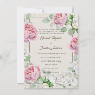 Rosa Rosengarten-Hochzeit Einladung