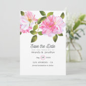 Rosa Rosengarten-Hochzeit Save The Date (Stehend Vorderseite)