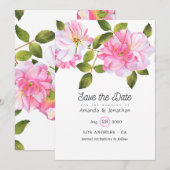 Rosa Rosengarten-Hochzeit Save The Date (Vorne/Hinten)