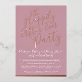 Rosa Rosengold glücklich nach der Hochzeitsfeier Folieneinladung (Vorderseite)