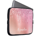 Rosa Rosengold und Glitzer-Tropfen Laptopschutzhülle (Vorne Rechts)