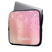 Rosa Rosengold und Glitzer-Tropfen Laptopschutzhülle (Vorderseite Links)