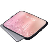 Rosa Rosengold und Glitzer-Tropfen Laptopschutzhülle (Vorne Knopf)