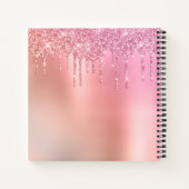 Rosa Rosengold und Glitzer-Tropfen Notizblock (Rückseite)