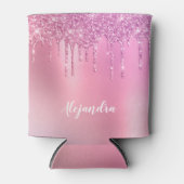 Rosa Rosengold und lila Glitzer Tropfen Dosenkühler (Vorderseite)