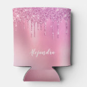 Rosa Rosengold und lila Glitzer Tropfen Dosenkühler (Rückseite)