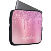 Rosa Rosengold und lila Glitzer Tropfen Laptopschutzhülle (Vorne Rechts)