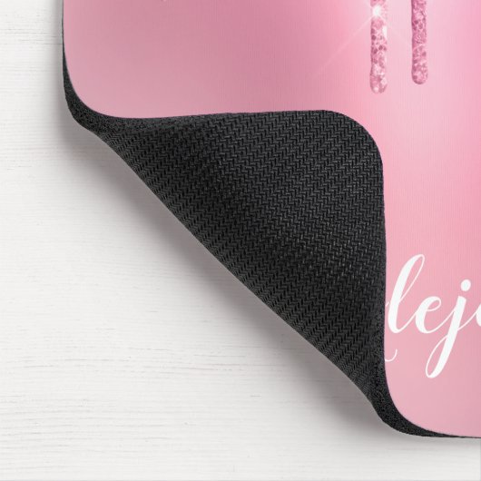 Rosa Rosengold und lila Glitzer Tropfen Mousepad (Ecke)