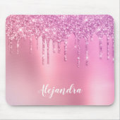 Rosa Rosengold und lila Glitzer Tropfen Mousepad (Vorne)