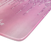 Rosa Rosengold und lila Glitzer Tropfen Schneidebrett (Ecke)