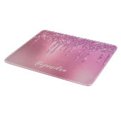 Rosa Rosengold und lila Glitzer Tropfen Schneidebrett (Ecke)