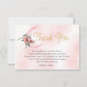Rosa Rosengold Wir sind über der Mond Babydusche Dankeskarte (Vorderseite)