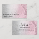 Rosa Rosengoldgold Glitzer und Silberschminke Visitenkarte (Vorne/Hinten)