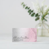 Rosa Rosengoldgold Glitzer und Silberschminke Visitenkarte (Stehend Vorderseite)