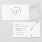 Rosa Rosengoldinitialenlogohaar-Make-uptypographie Visitenkarte (Vorne/Hinten)