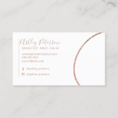 Rosa Rosengoldinitialenlogohaar-Make-uptypographie Visitenkarte (Rückseite)