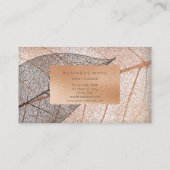 Rosa Rosengoldleder Pfirsichglas Schwarz-weiß Visitenkarte (Rückseite)