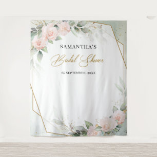 Rosa Rosengrün Brautparty Wandteppich