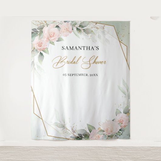 Rosa Rosengrün Brautparty Wandteppich (Vorderseite)